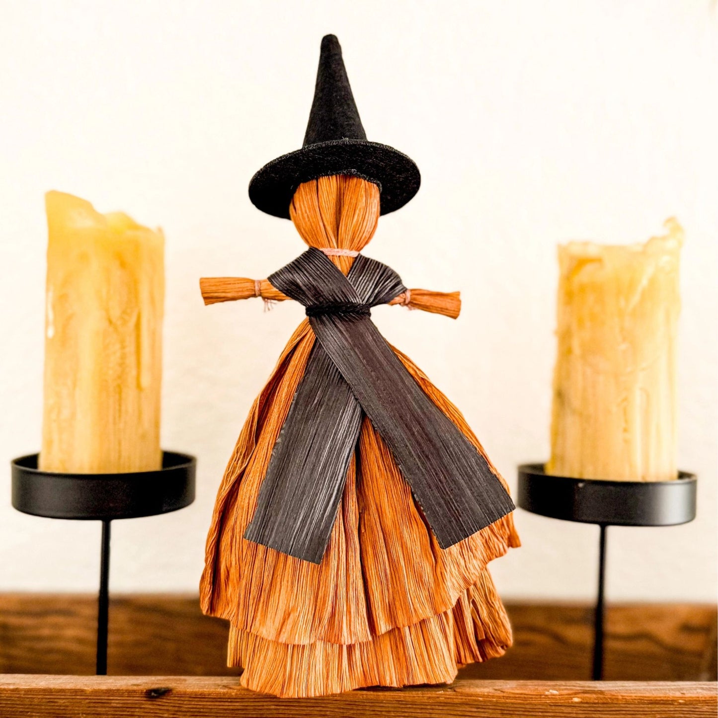 Corn Husk Doll - Orange and Black Poppet