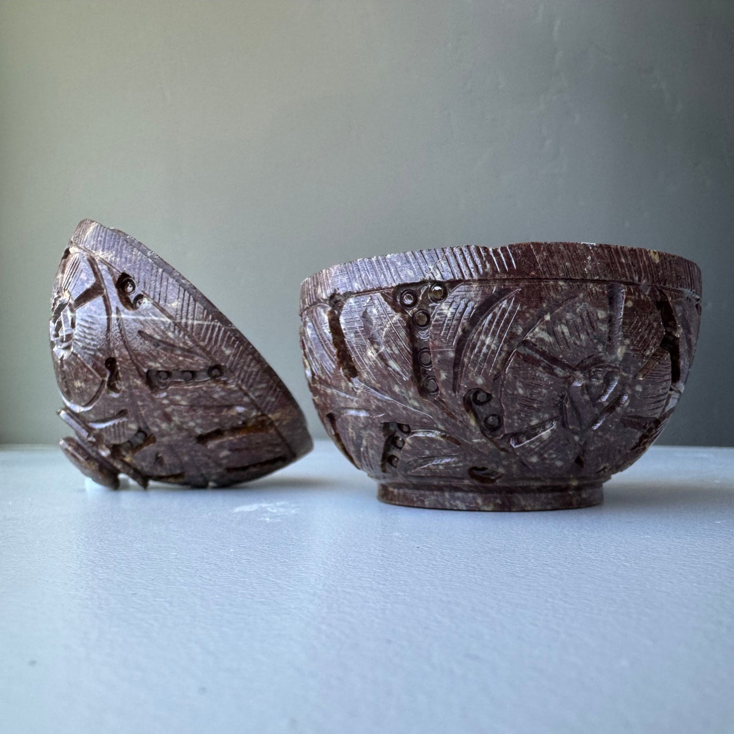 A handcarved soapstone box