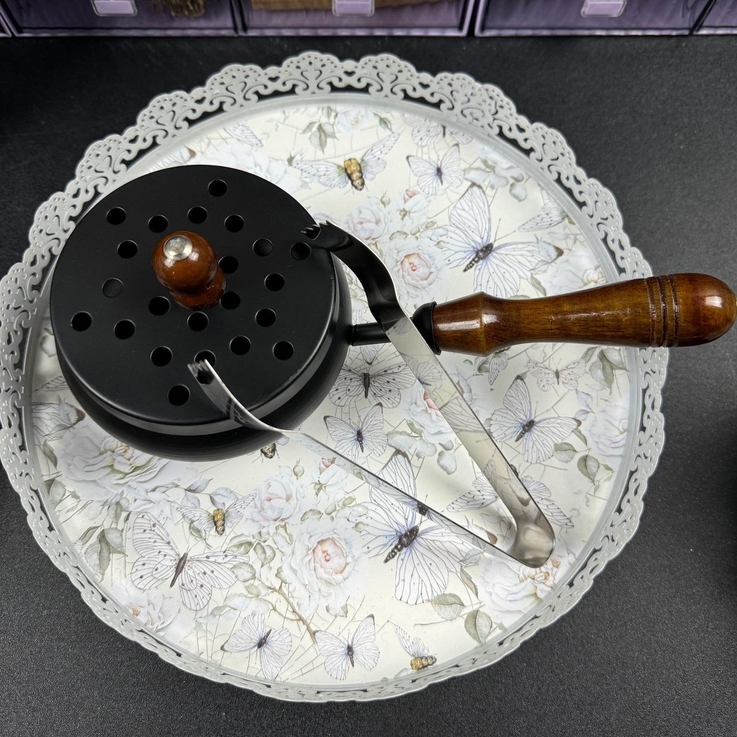 Iron and Wood Charcoal Burner