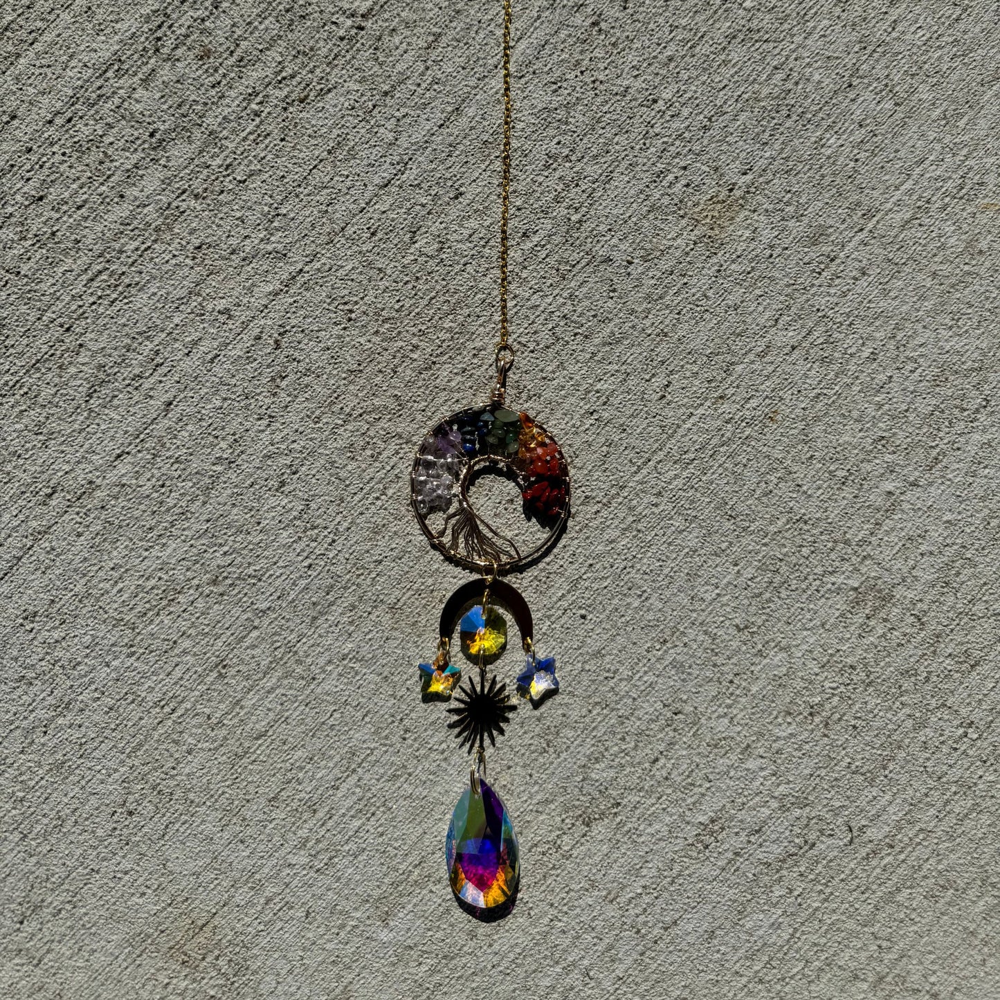 Tree of Life Sun Catcher with 7 Chakra Gemstones