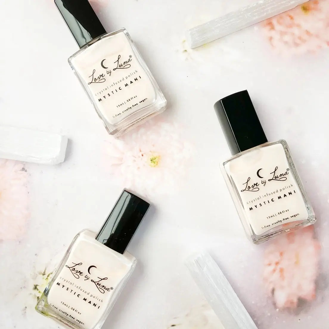 Love By Luna – Goddess | Pink Nude Nail Polish with Rose Quartz + Selenite + Moonstone