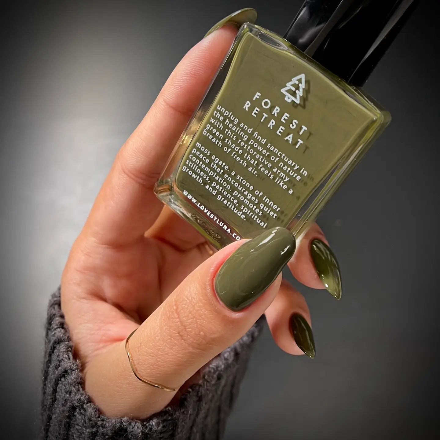 Love By Luna – Forest Retreat | Moss Green Nail Polish with Moss Agate