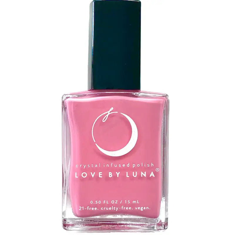 Love By Luna – Love in Bloom | Rose Pink Nail Polish with Rose Quartz + Pink Calcite