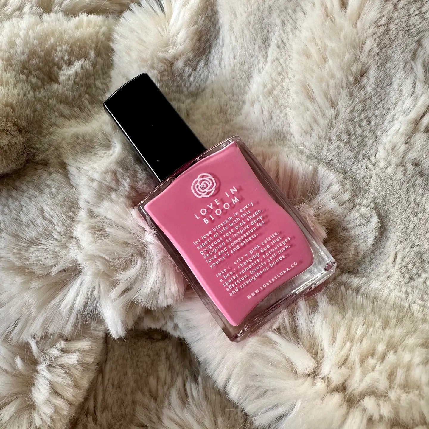 Love By Luna – Love in Bloom | Rose Pink Nail Polish with Rose Quartz + Pink Calcite
