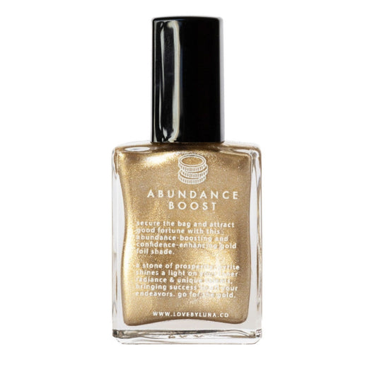 Love By Luna – Abundance Boost | Gold Foil Nail Polish with Pyrite