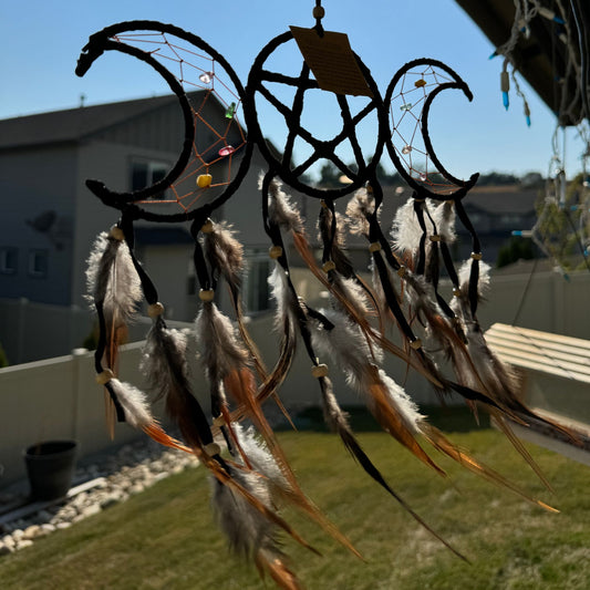 Triple Moon with Pentagram Dream Catcher