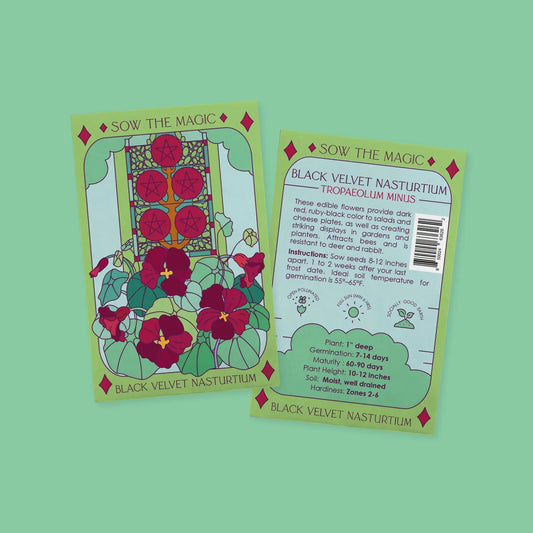 Sow the Magic – Black Velvet Nasturtium Tarot Garden + Gift Seed Packet