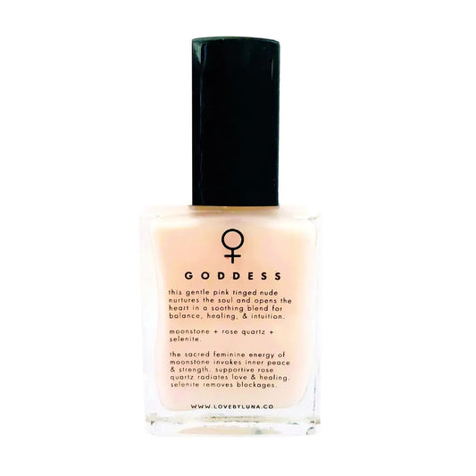 Love By Luna – Goddess | Pink Nude Nail Polish with Rose Quartz + Selenite + Moonstone